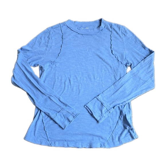 Pilcro Anthropologie Tops - Pilcro Anthro Reconstructed Racer Tee Exposed Seams Long Sleeve Blue Boho L
